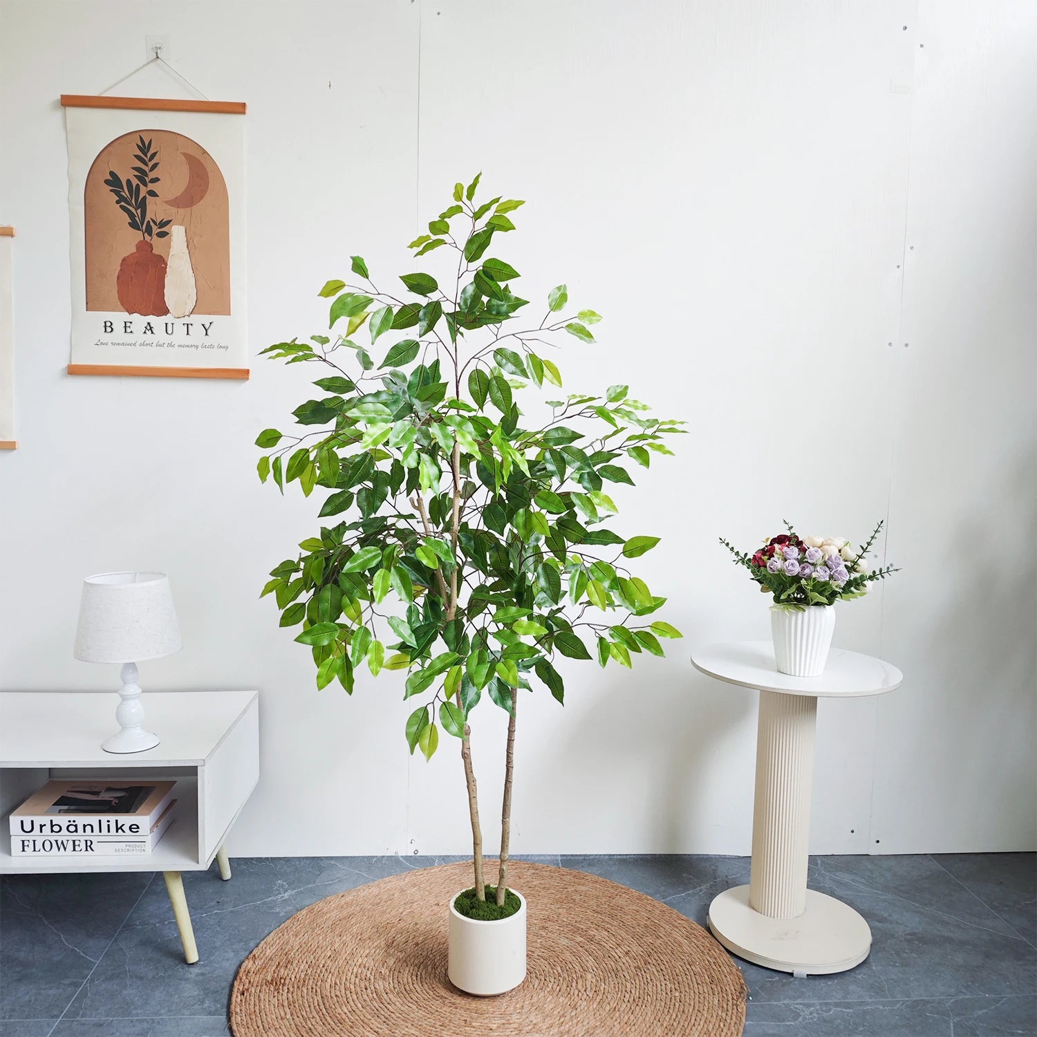 120-210CM Artificial Ficus Banyan Tree with Plastic Pot morden Indoor ornament fake plant for home Room Garden Party store decor