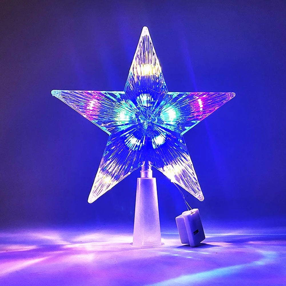 15cm Christmas Tree Top Star Light LED Glowing Star Lamp Xmas Tree Decoration Home Xmas Party Supplies Navidad Noel