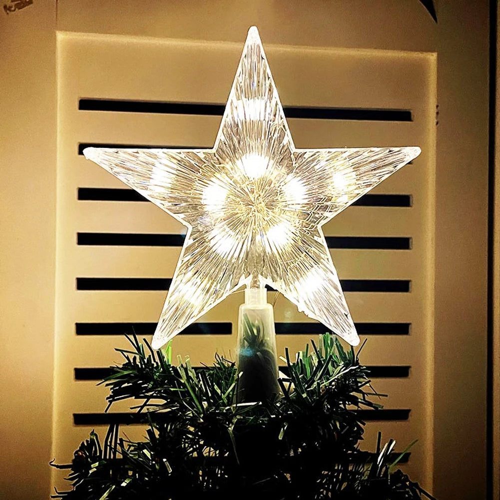 15cm Christmas Tree Top Star Light LED Glowing Star Lamp Xmas Tree Decoration Home Xmas Party Supplies Navidad Noel