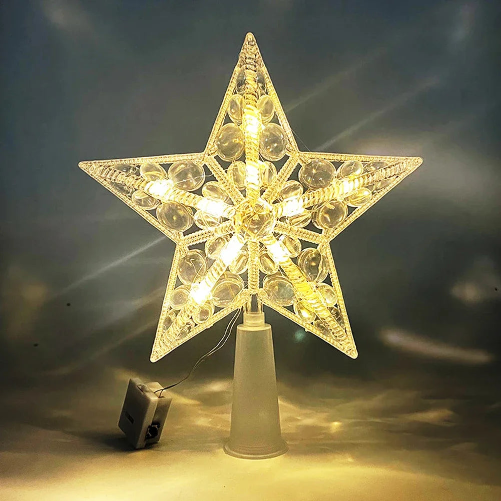 15cm Christmas Tree Top Star Light LED Glowing Star Lamp Xmas Tree Decoration Home Xmas Party Supplies Navidad Noel
