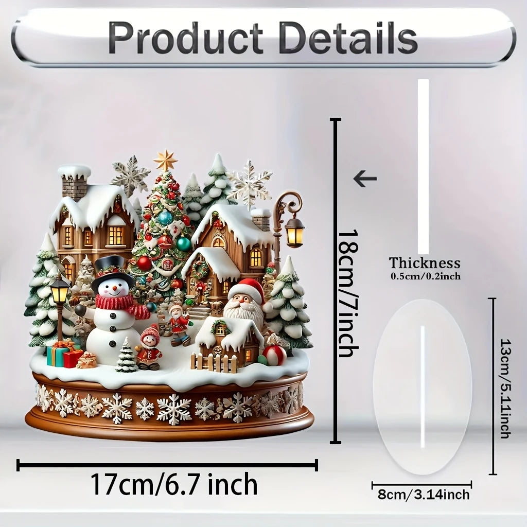 2D Winter Wonderland Acrylic Christmas Village Decor Snow House Snowman Warm Family Office Charming Holiday Party Decora Gifts