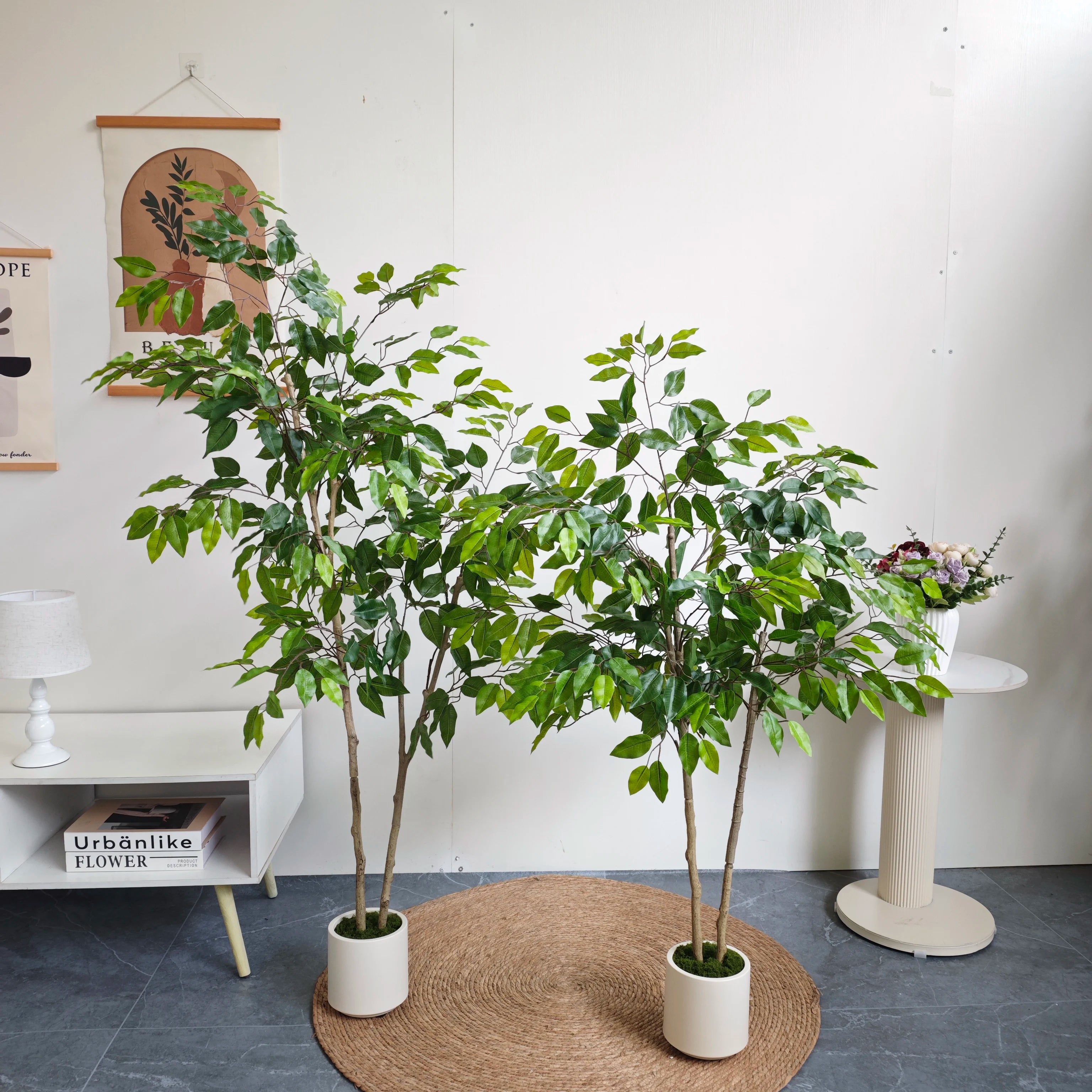 120-210CM Artificial Ficus Banyan Tree with Plastic Pot morden Indoor ornament fake plant for home Room Garden Party store decor