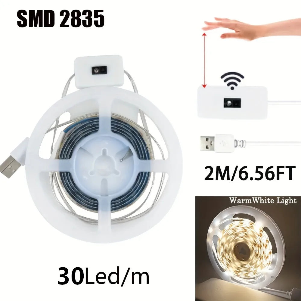 Bande LED USB 5V CC avec variateur intelligent, capteur de gestes, 60 LED/m, rétroéclairage, lampe TV, décoration de chambre