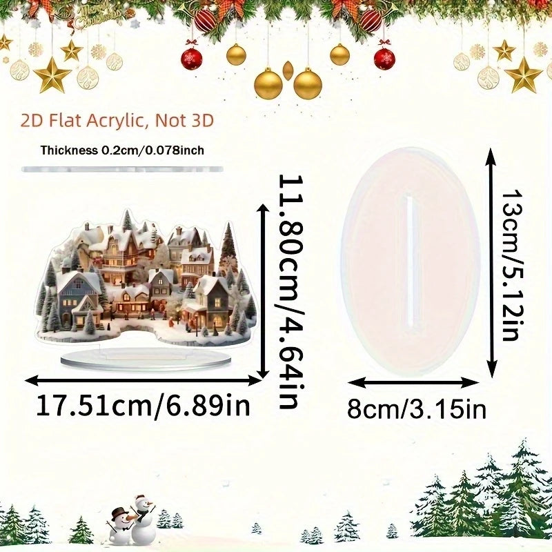 2D Winter Wonderland Acrylic Christmas Village Decor Snow House Snowman Warm Family Office Charming Holiday Party Decora Gifts