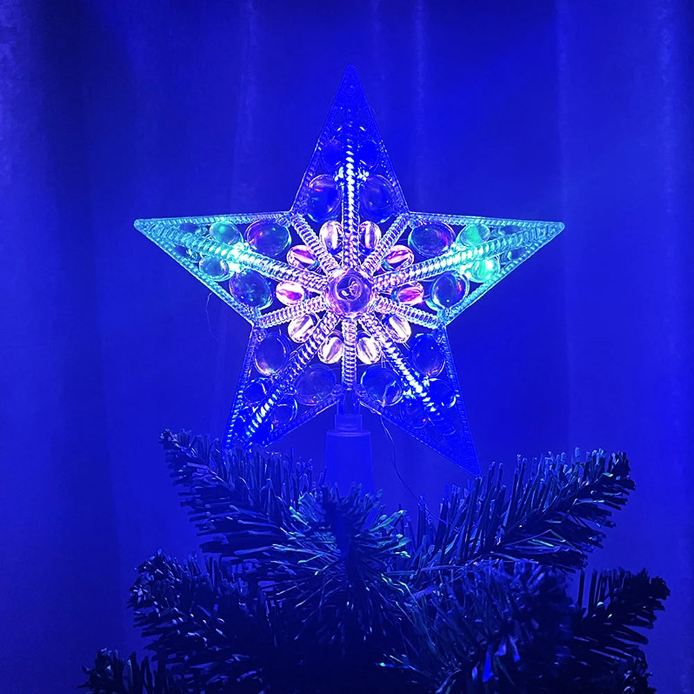 15cm Christmas Tree Top Star Light LED Glowing Star Lamp Xmas Tree Decoration Home Xmas Party Supplies Navidad Noel