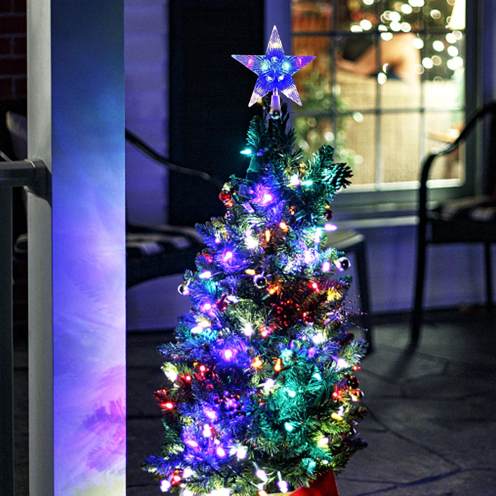 15cm Christmas Tree Top Star Light LED Glowing Star Lamp Xmas Tree Decoration Home Xmas Party Supplies Navidad Noel