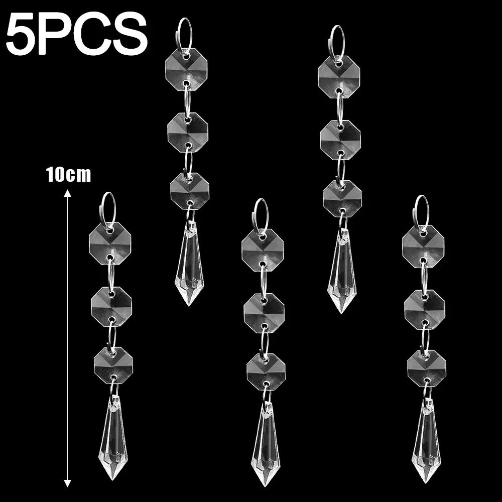 Lot de 24/5 pendentifs en forme de flocon de neige et de stalactite en acrylique transparent, décorations à suspendre pour sapin de Noël, fêtes de fin d'année et décoration intérieure.