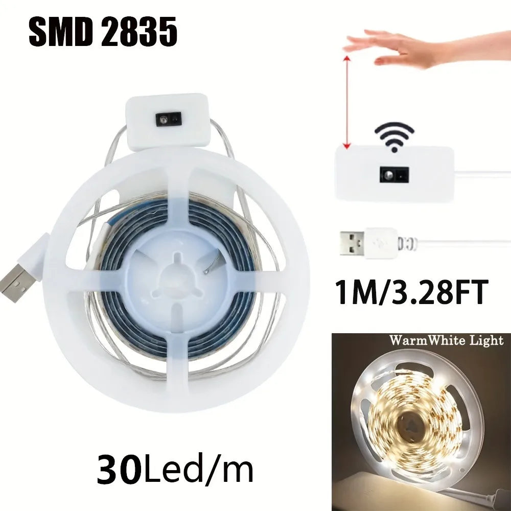 Bande LED USB 5V CC avec variateur intelligent, capteur de gestes, 60 LED/m, rétroéclairage, lampe TV, décoration de chambre