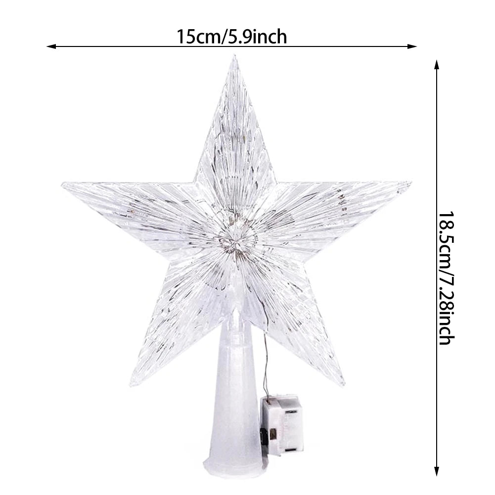 15cm Christmas Tree Top Star Light LED Glowing Star Lamp Xmas Tree Decoration Home Xmas Party Supplies Navidad Noel