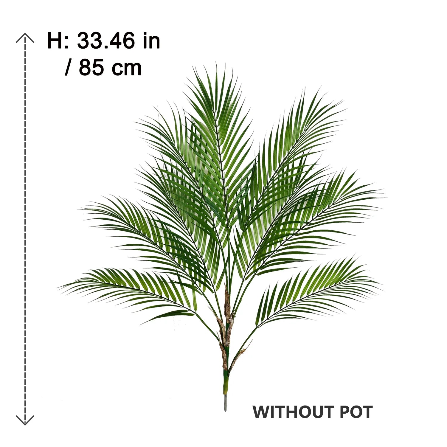 Branche de palmier artificielle de 80 à 190 cm avec pot en plastique, décoration d'intérieur et d'extérieur pour la maison, le jardin, la chambre ou un magasin.