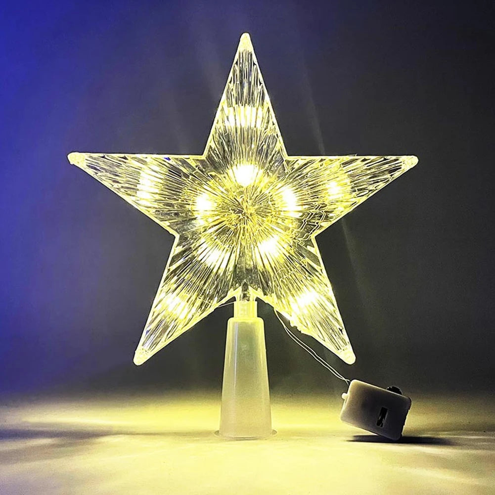 15cm Christmas Tree Top Star Light LED Glowing Star Lamp Xmas Tree Decoration Home Xmas Party Supplies Navidad Noel
