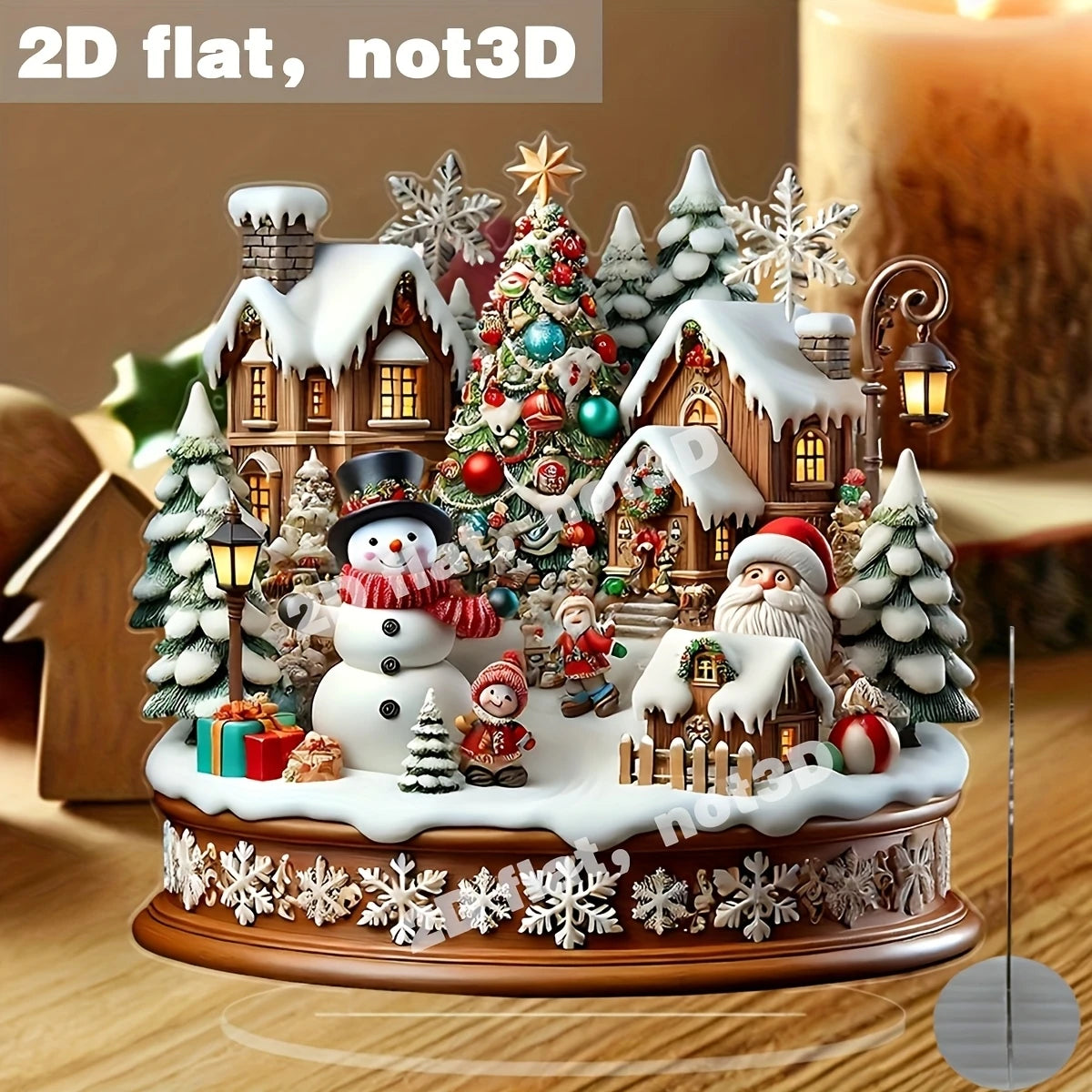 2D Winter Wonderland Acrylic Christmas Village Decor Snow House Snowman Warm Family Office Charming Holiday Party Decora Gifts