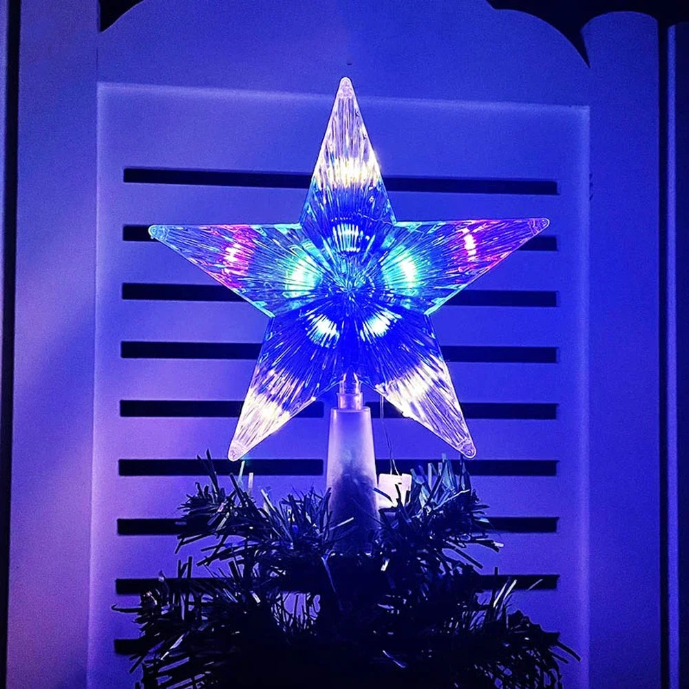 15cm Christmas Tree Top Star Light LED Glowing Star Lamp Xmas Tree Decoration Home Xmas Party Supplies Navidad Noel