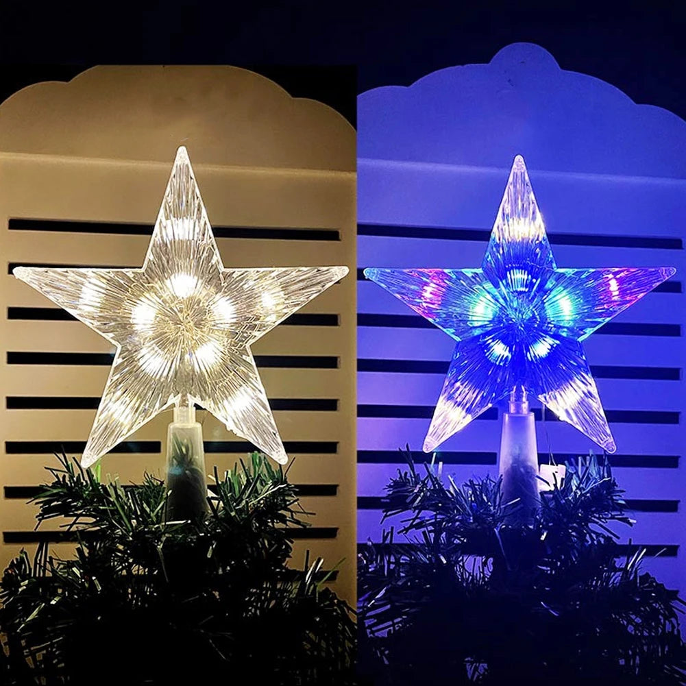 15cm Christmas Tree Top Star Light LED Glowing Star Lamp Xmas Tree Decoration Home Xmas Party Supplies Navidad Noel