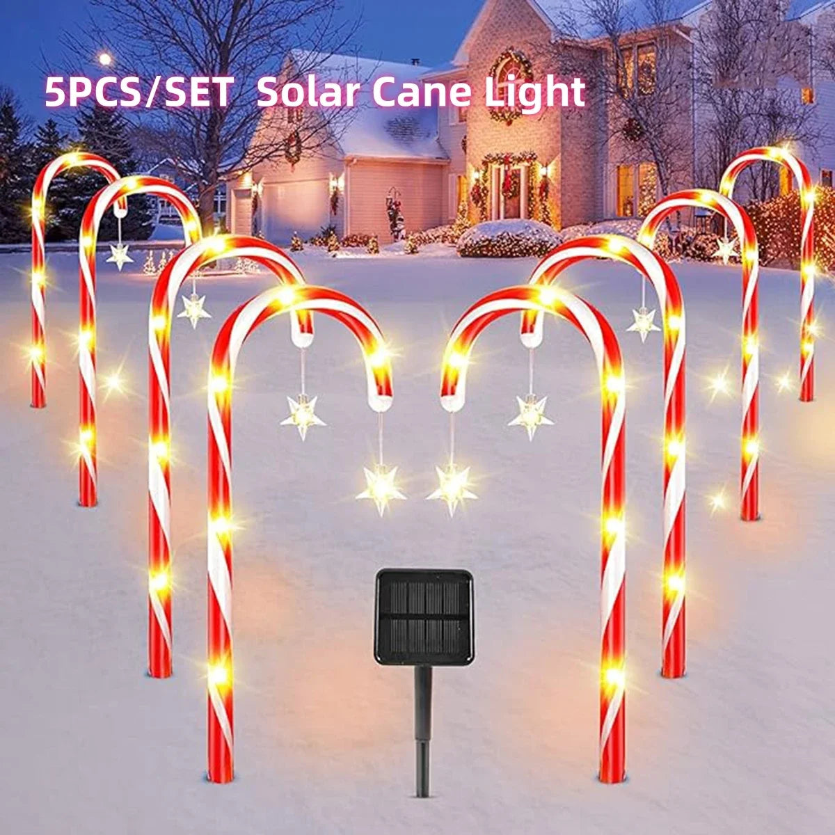 5PCS/Set Solar Cane Light Extérieur Étanche Noël Bonbons De Rez-De-Champ De Jardin Paysage Décoration Lampe De Lumière Colorée