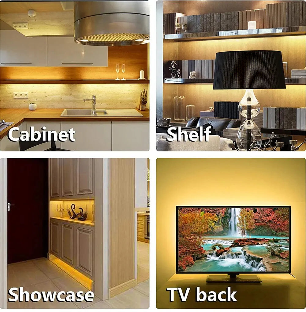 Bande LED USB 5V CC avec variateur intelligent, capteur de gestes, 60 LED/m, rétroéclairage, lampe TV, décoration de chambre