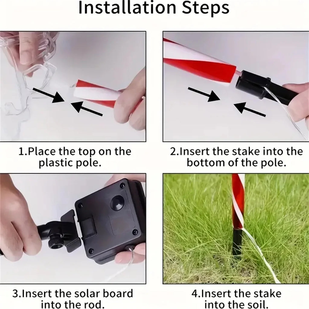 5 pièce/ensemble solaire arbre de noël bonbons lumière extérieure étanche 8 Modes monté au sol chaîne lumineuse jardin cour décor de noël