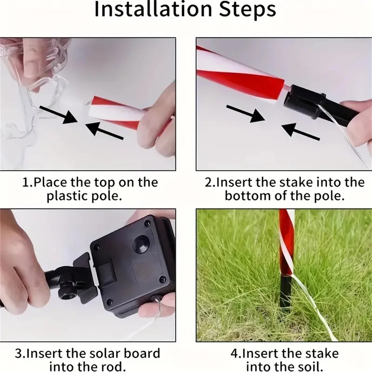 5 pièce/ensemble solaire arbre de noël bonbons lumière extérieure étanche 8 Modes monté au sol chaîne lumineuse jardin cour décor de noël