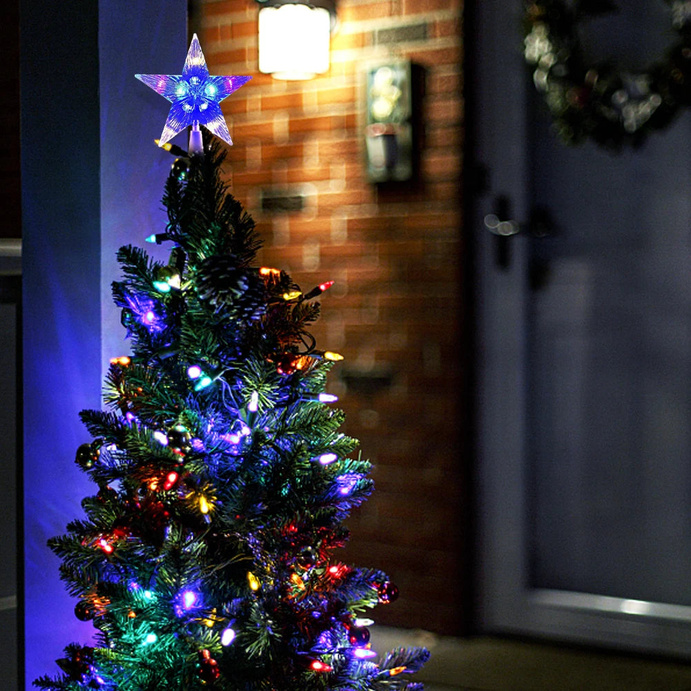 15cm Christmas Tree Top Star Light LED Glowing Star Lamp Xmas Tree Decoration Home Xmas Party Supplies Navidad Noel
