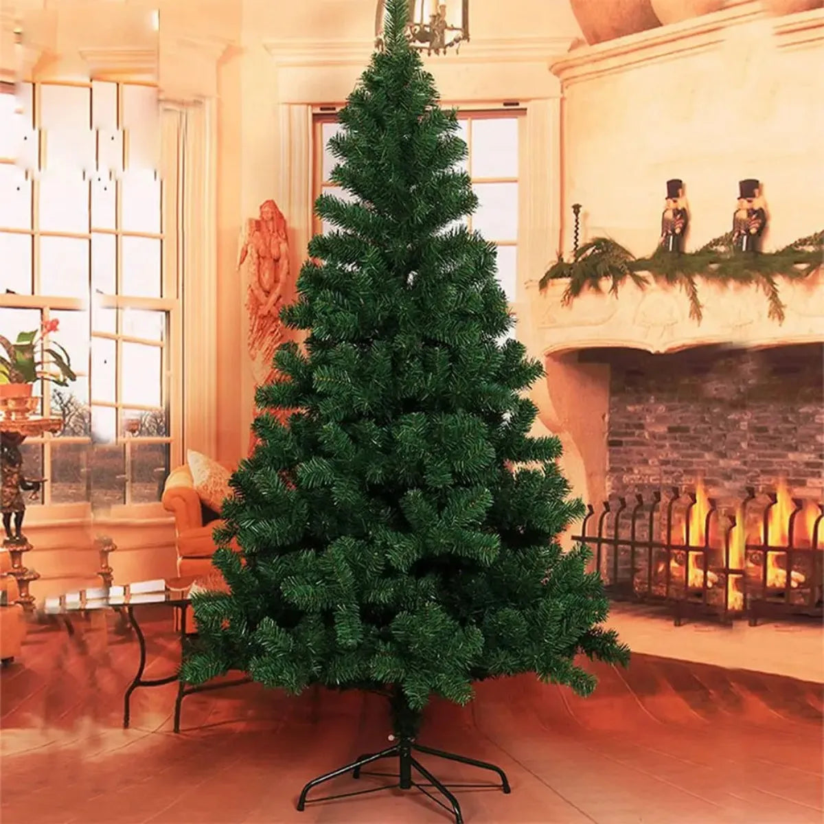1.2/1.5/1.8/2.1M Christmas Tree Simulation with Metal Holder Base for Home Party Decorations Christmas Ornament Simple Install